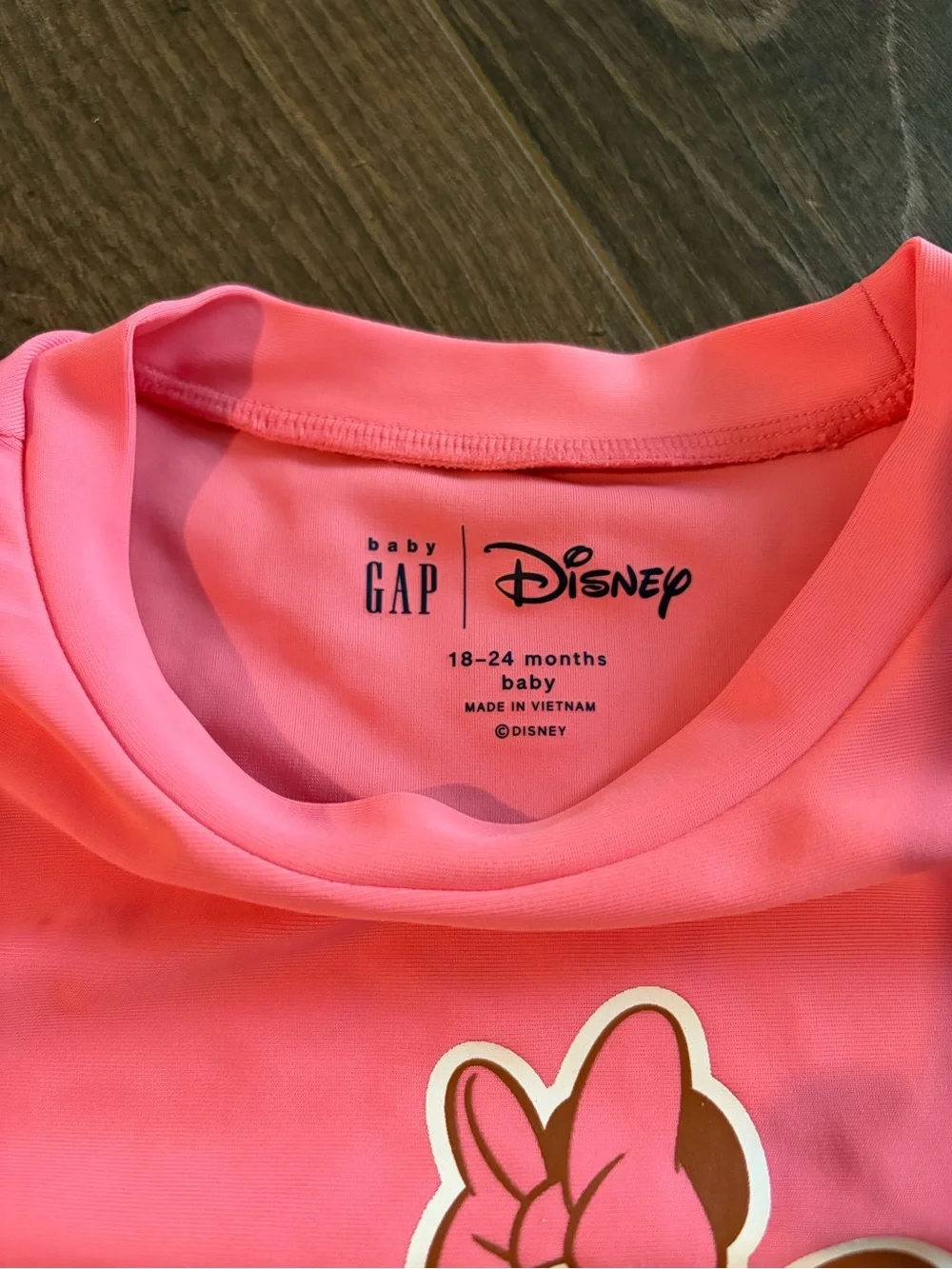 GAP Girls Pink Minnie Mouse Rash Guard Swim Set with Orange Polka Dot Bottoms